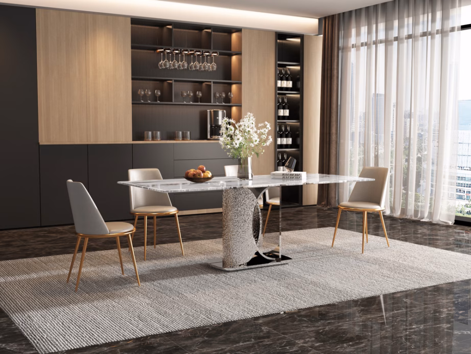 Valge kunstmarmorimustriga söögilaud Livin Hill Modig M90, 180 cm - 11