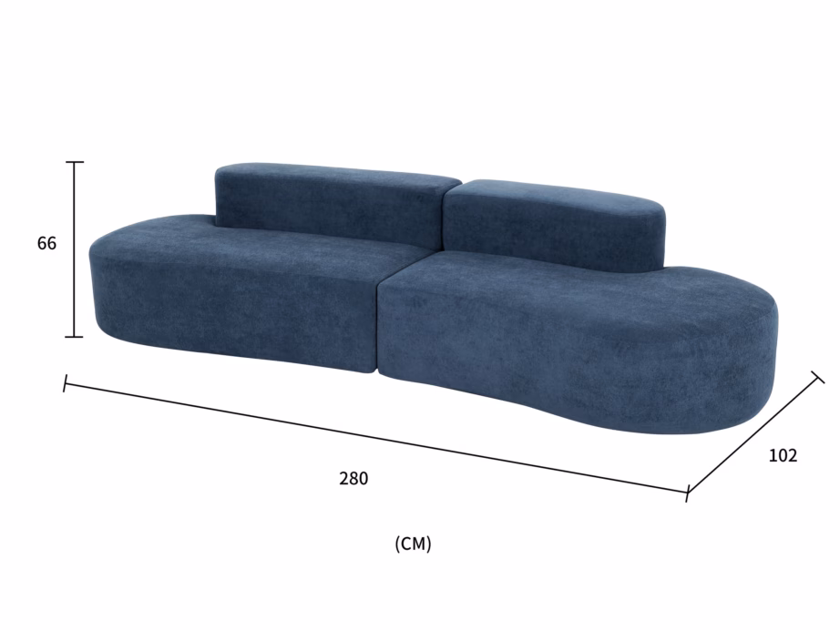 Modernne sametdiivan Livin Hill Nua N75-8, tumesinine, 280 cm - 12