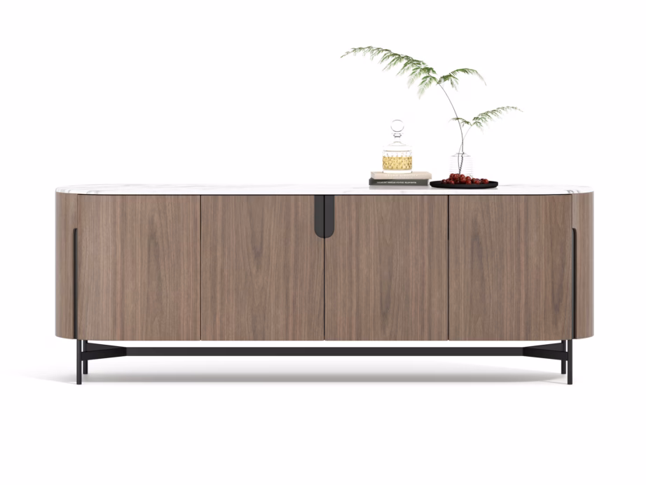 Pähklitooni puhvetkapp Livin Hill Silario SA01, sinterkivi pealispind, 220 cm - 5