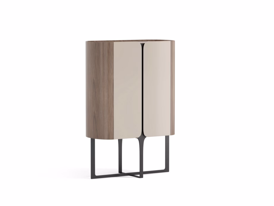 Pähklipuiduspooniga kõrge kapp Livin Hill Sileno SE08, kašmiir, 160 cm - 2