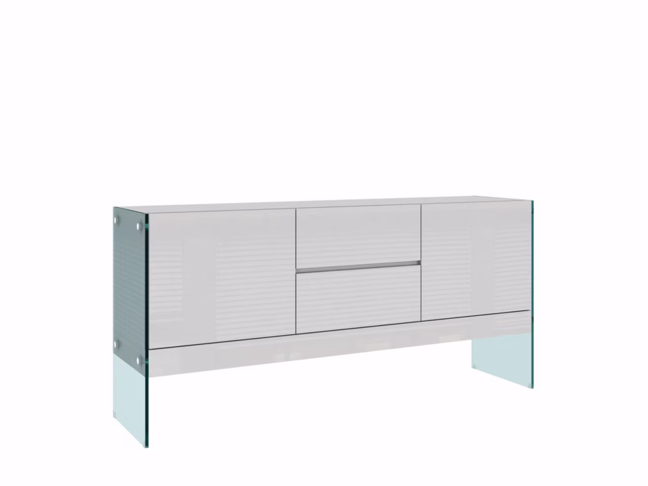 Valge kõrgläikega kummut Livin Hill Soho SH03, klaasjalgadel, 180 cm - 13