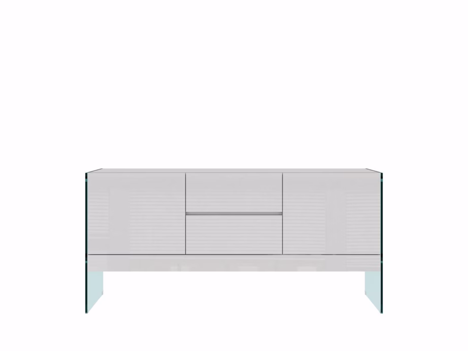 Valge kõrgläikega kummut Livin Hill Soho SH03, klaasjalgadel, 180 cm - 14