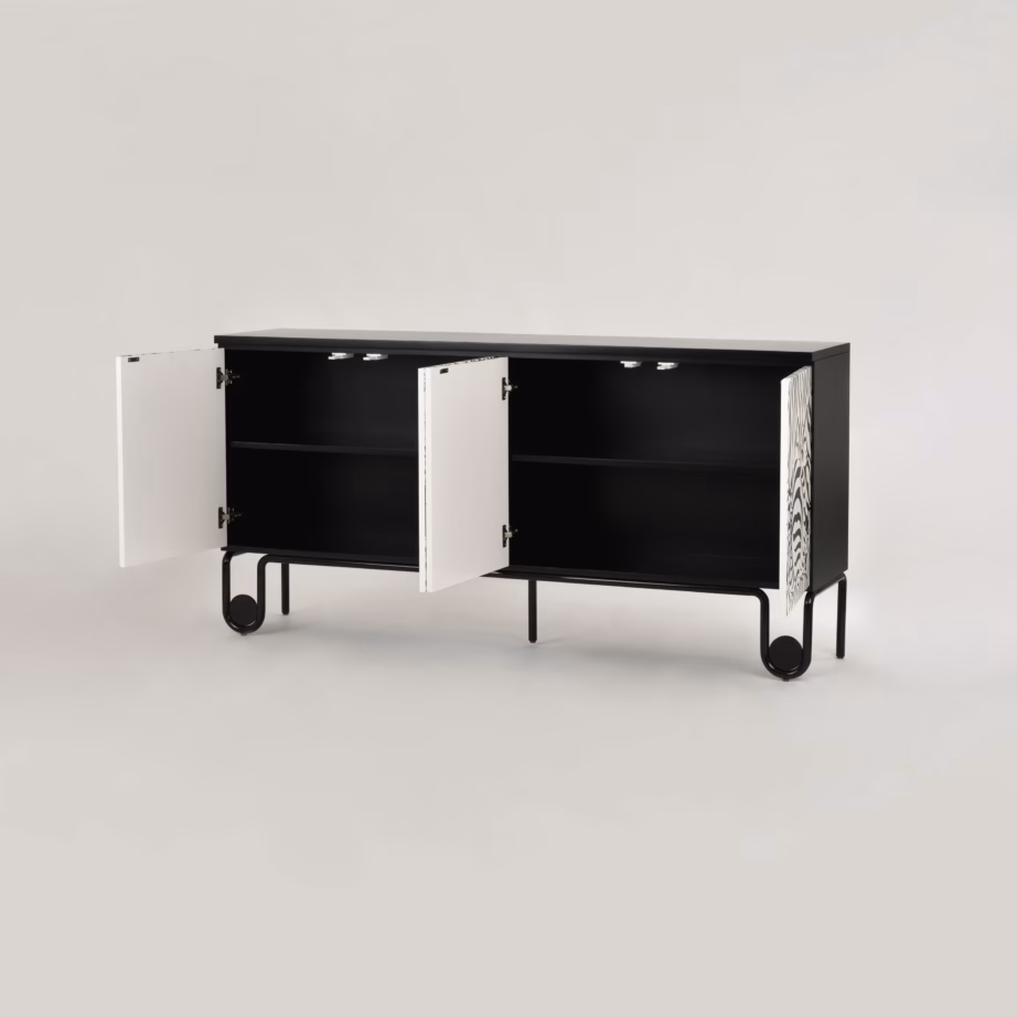 Must puhvetkapp sebramustriga Livin Hill Stilig ST011, 183 cm - 2