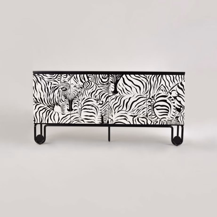 Must puhvetkapp sebramustriga Livin Hill Stilig ST011, 183 cm - 3