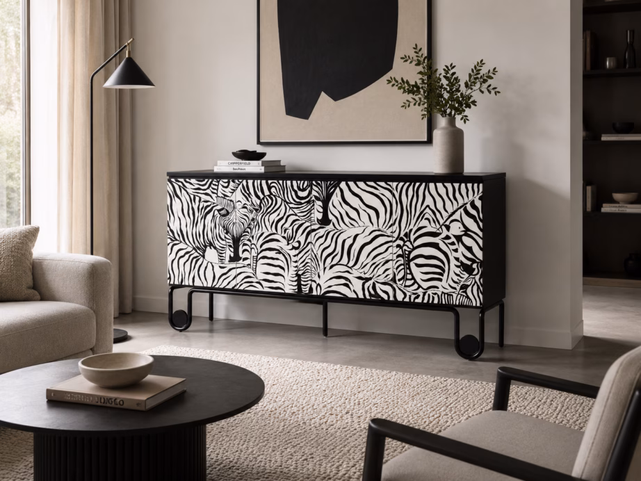 Must puhvetkapp sebramustriga Livin Hill Stilig ST011, 183 cm - 22