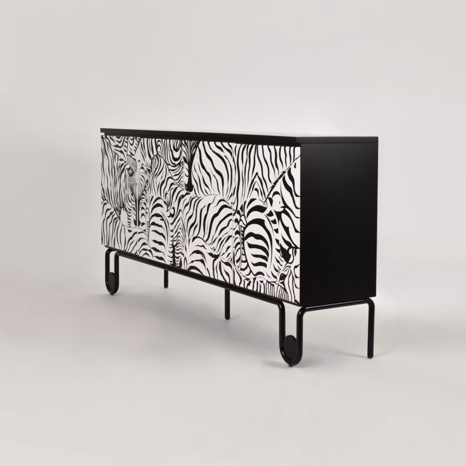 Must puhvetkapp sebramustriga Livin Hill Stilig ST011, 183 cm - 4