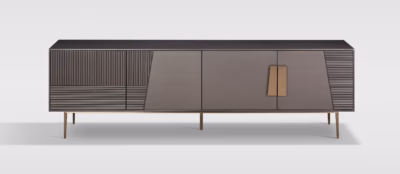 Tume grafiiditooni TV-alus Livin Hill Stilig ST101B, kuldtooni jalad, 200 cm