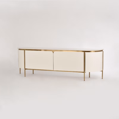 Valge TV-alus Livin Hill Stilig ST120, kunstmarmori pealispind, 200 cm