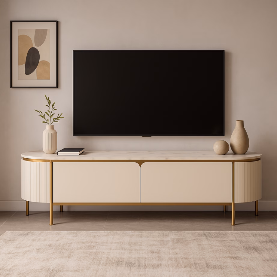 Valge TV-alus Livin Hill Stilig ST120, kunstmarmori pealispind, 200 cm - 20