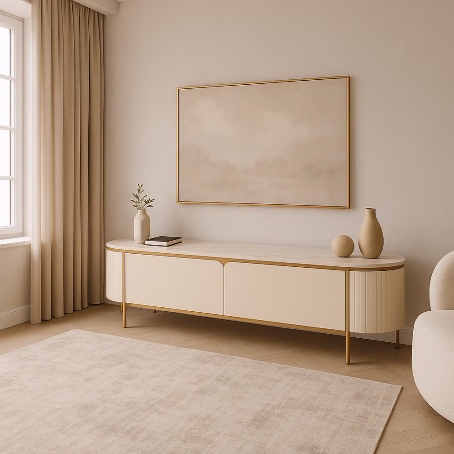 Valge TV-alus Livin Hill Stilig ST120, kunstmarmori pealispind, 200 cm - 22