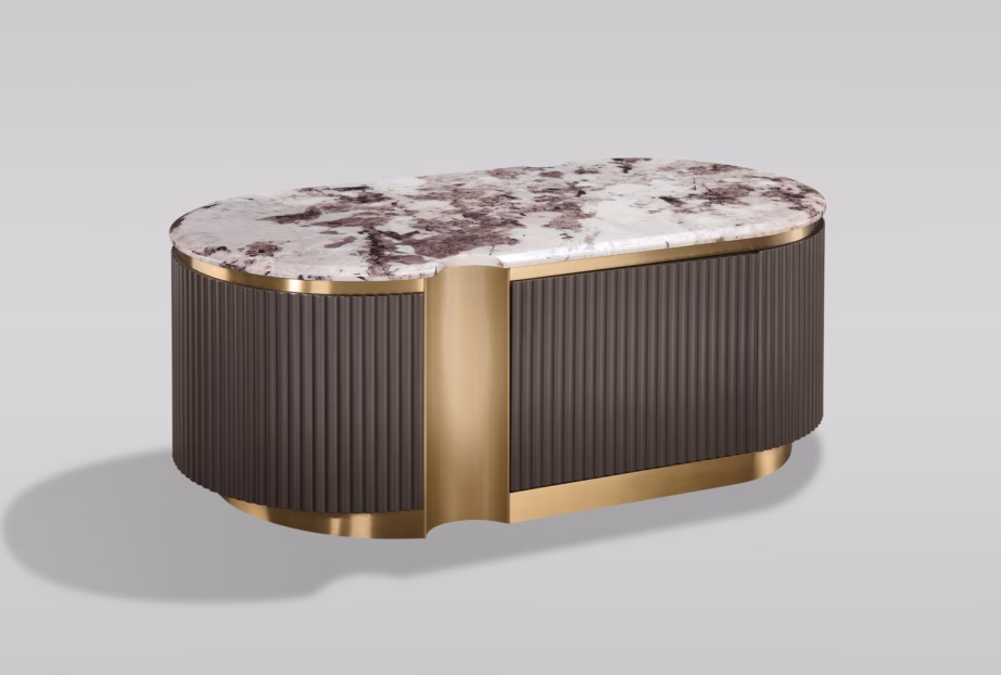 Metallikpruun diivanilaud Livin Hill Stilig ST914, sinterkivi pealispind, 122 cm - 2