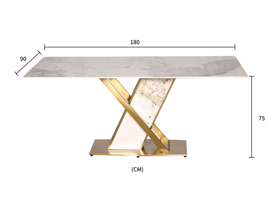 Marmormustriga söögilaud Livin Hill Modig M55, kuldtooni jalgadel, 180 cm - 13