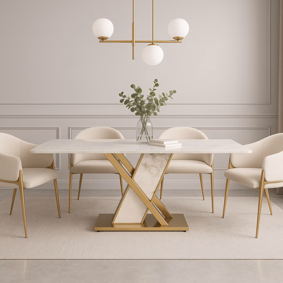 Marmormustriga söögilaud Livin Hill Modig M55, kuldtooni jalgadel, 180 cm - 19