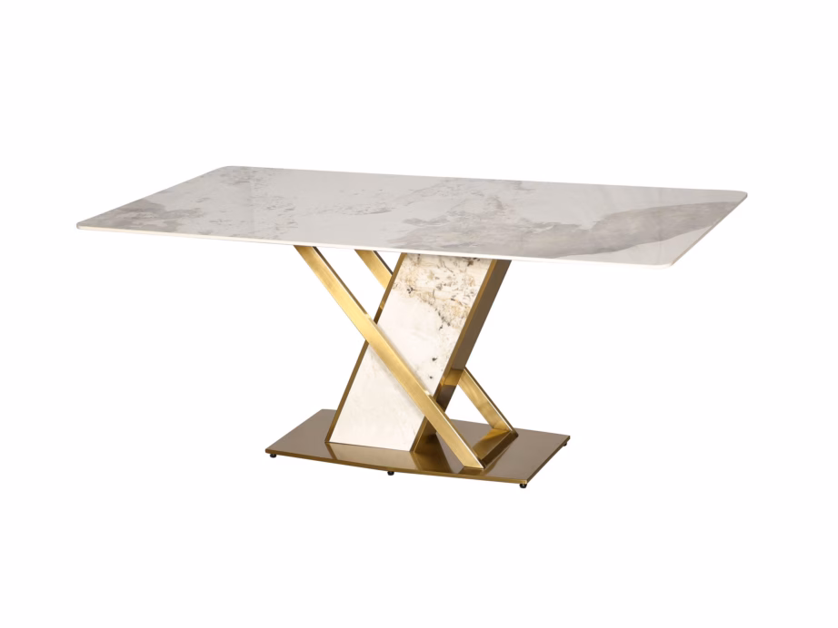 Marmormustriga söögilaud Livin Hill Modig M55, kuldtooni jalgadel, 180 cm - 3