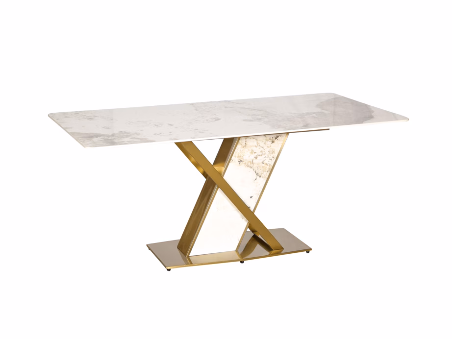 Marmormustriga söögilaud Livin Hill Modig M55, kuldtooni jalgadel, 180 cm - 4