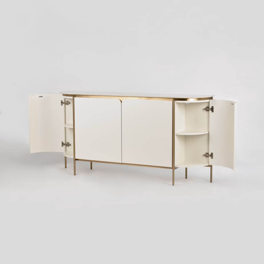 Murdvalge puhvetkapp Livin Hill Stilig ST121, marmorpealis, 180 cm - 2