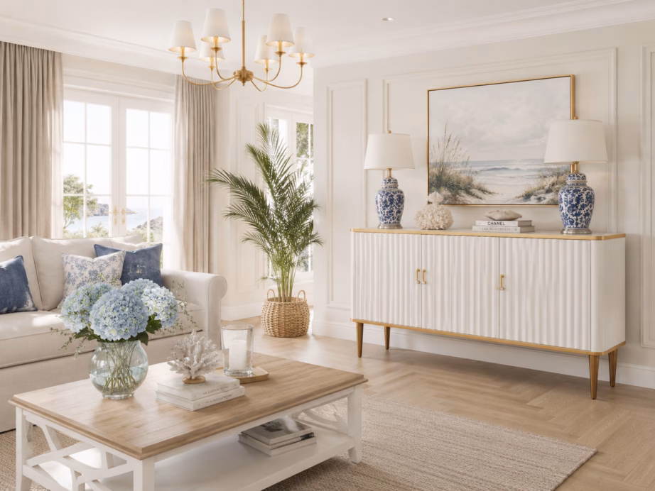 Murdvalge puhvetkapp Livin Hill Stilig ST313A, kuldtooni jalgadega, 160 cm - 9