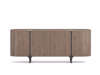 Pähklipuu spooniga puhvetkapp Livin Hill Sileno SE01, must metallraam, 200 cm