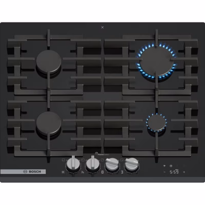 Integreeritav gaasipliidiplaat BOSCH PRP6A6H40, 60 cm, must karastatud klaas, Wi‑Fi