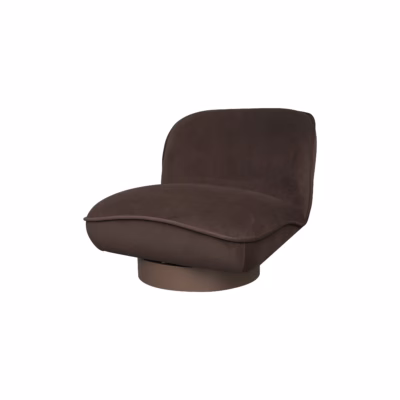 Tumepruun sametist lounge-tugitool Livin Hill Nua N18-46, kuldtooni metallalusel