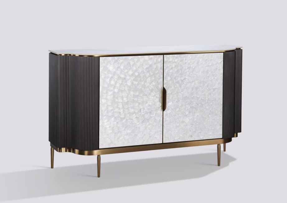 Grafiiditooni puhvetkapp Livin Hill Stilig ST906B, merikarbi esipaneeliga, 150 cm - 2