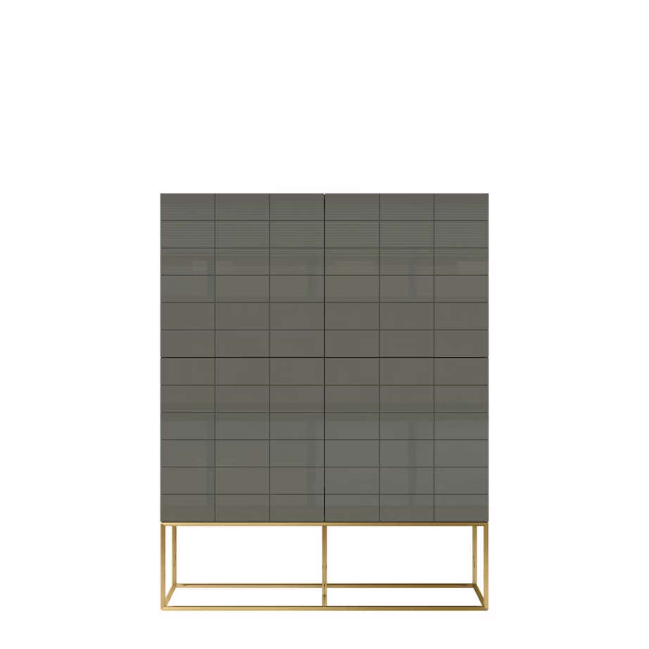 Tsementroheline kõrgläikega kõrge kapp Livin Hill Rose Hill RH04, 110 cm - 2