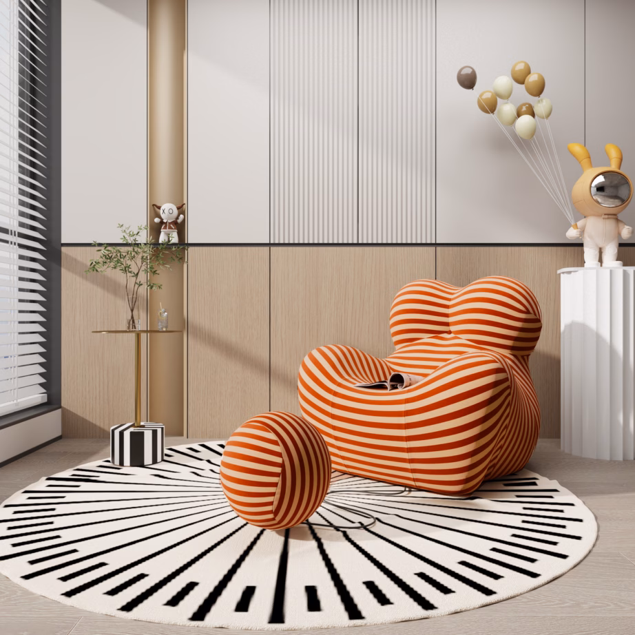Modernne tugitool jalatoega Livin Hill Nua N31-11, punane-beež - 15