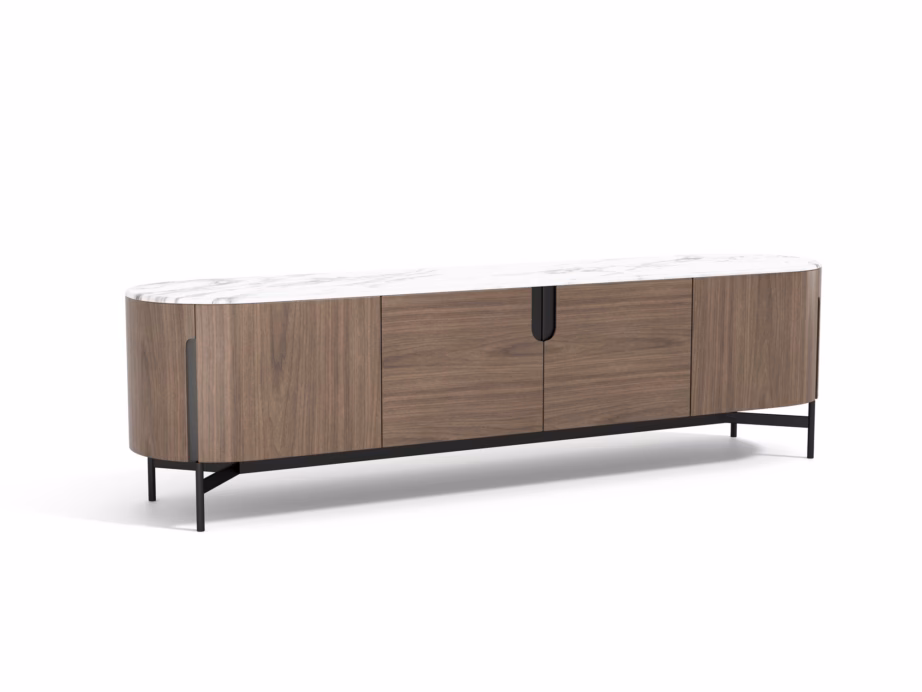 Pähklipuu spooniga TV-alus Livin Hill Silario SA02, 220 cm, marmormustriga pealispind - 2