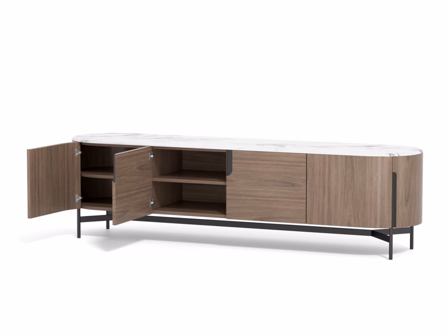 Pähklipuu spooniga TV-alus Livin Hill Silario SA02, 220 cm, marmormustriga pealispind - 3