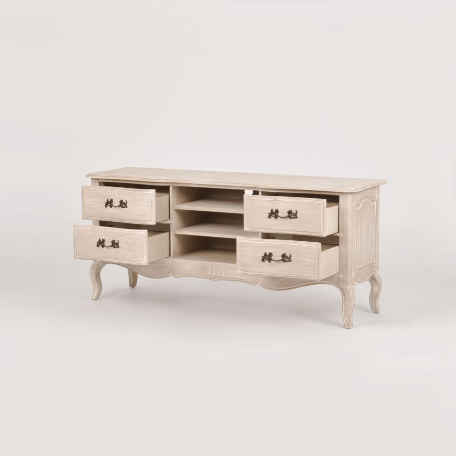 Täispuidust provintsilik TV-alus Livin Hill Venezia Bianco VEB834K, 158 cm, hele beež - 2