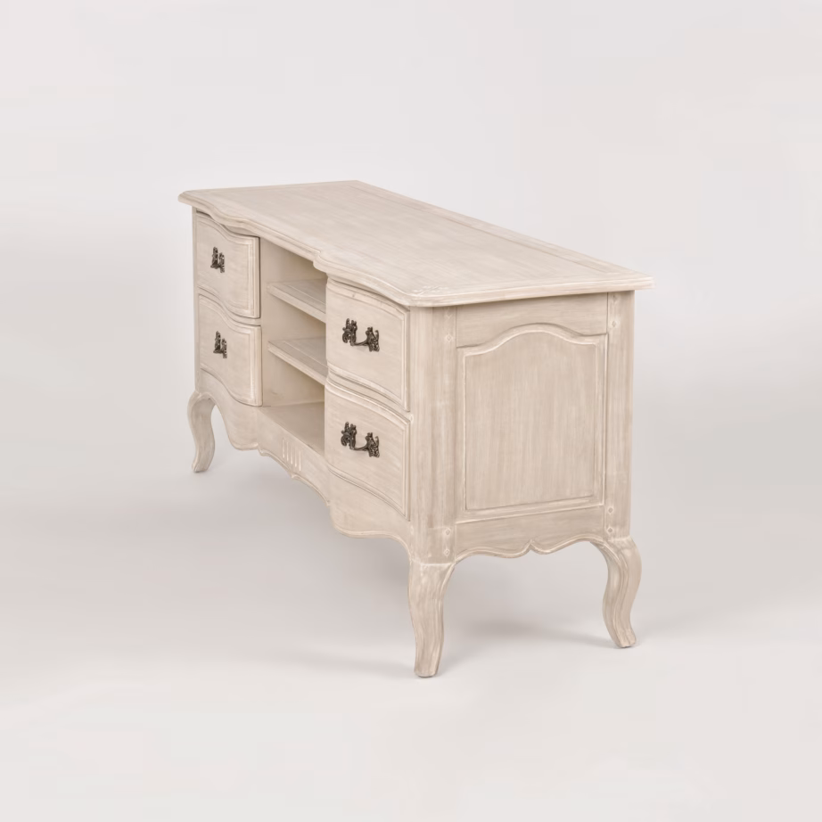 Täispuidust provintsilik TV-alus Livin Hill Venezia Bianco VEB834K, 158 cm, hele beež - 4