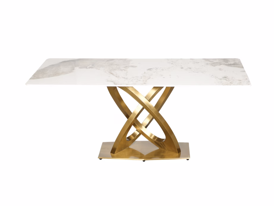 Valge kunstmarmorimustriga söögilaud Livin Hill Modig M56, 180 cm - 2