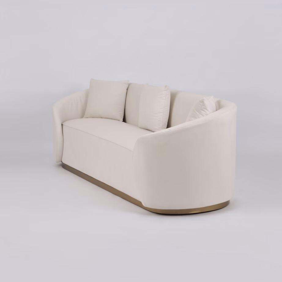 Valge sametdiivan Livin Hill Nua N19-2, kuldse alusega, 220 cm - 4