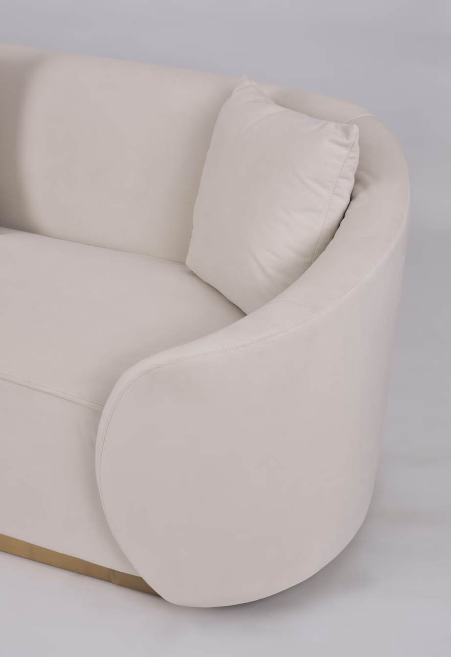Valge sametdiivan Livin Hill Nua N19-2, kuldse alusega, 220 cm - 10