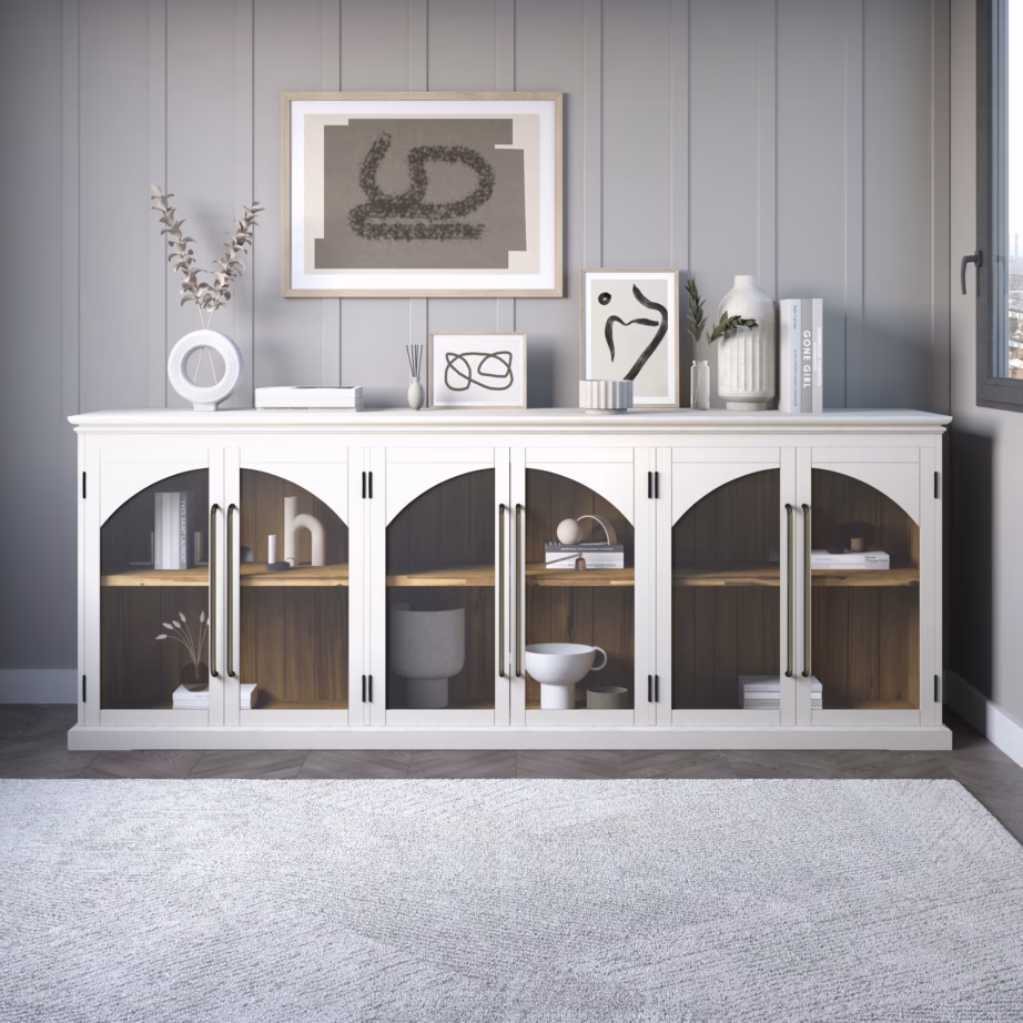Valge vitriinkummut Livin Hill Avola AV2293-96, 6 klaasuksega, 244 cm - 9