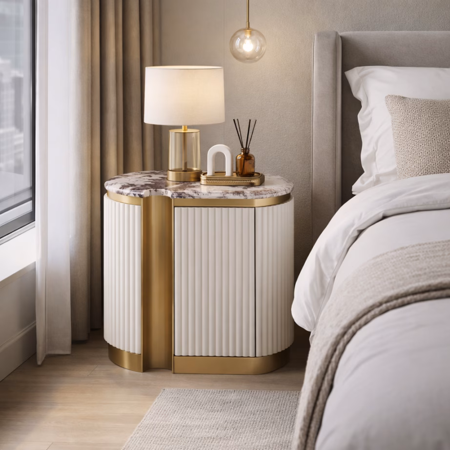 Valguskreem öökapp Livin Hill Stilig ST915BL, vasakpoolne, marmormustriga pealispind - 6