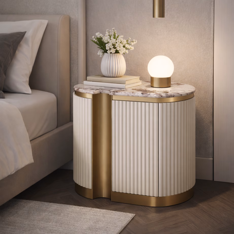 Valguskreem öökapp Livin Hill Stilig ST915BL, vasakpoolne, marmormustriga pealispind - 8