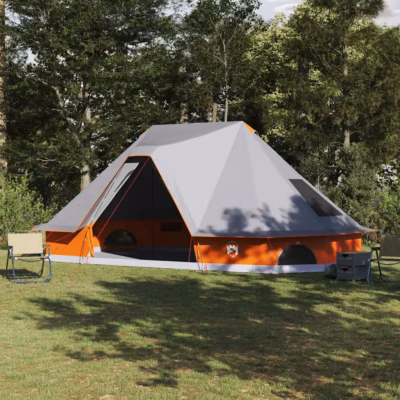 10-kohaline tipi telk katusega, hall ja oranž, taft, 680 x 430 x 270 cm