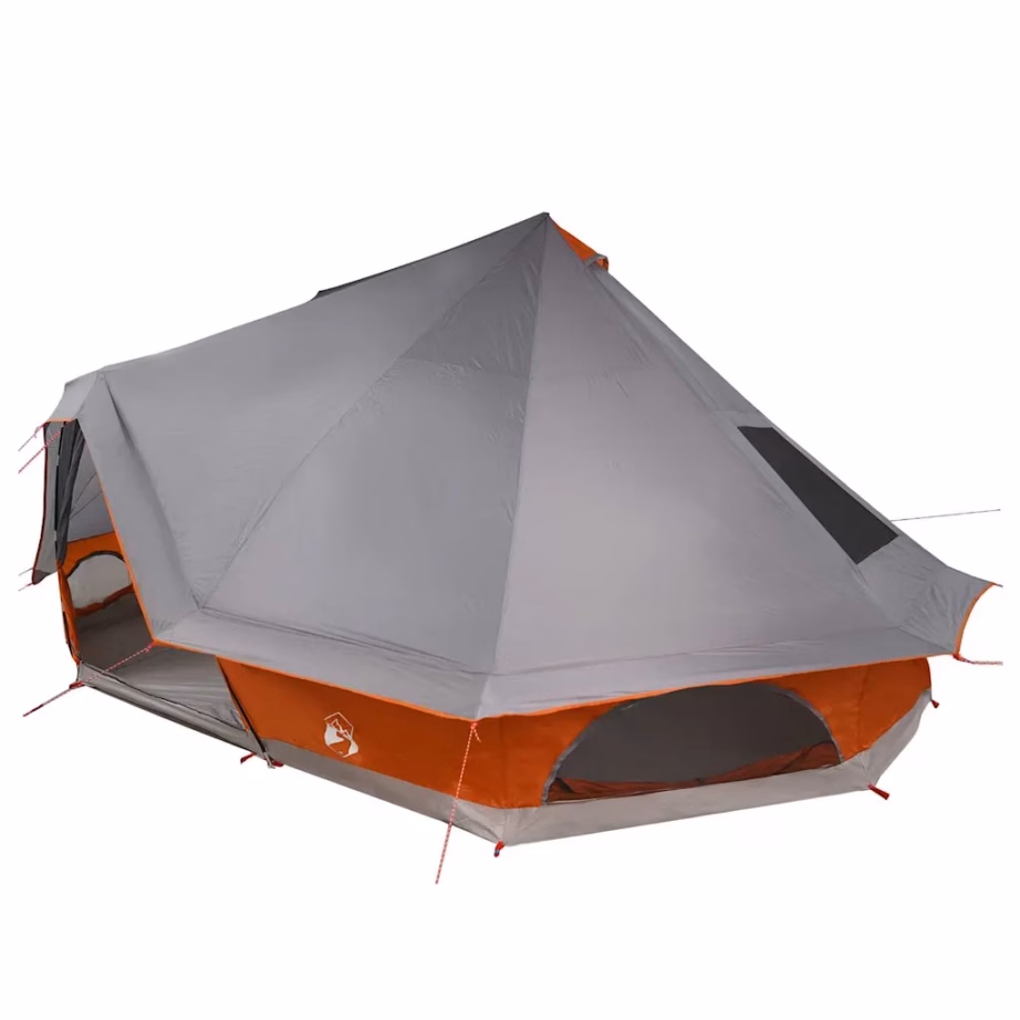 10-kohaline tipi telk katusega, hall ja oranž, taft, 680 x 430 x 270 cm - 2