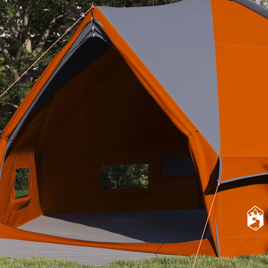 10-kohaline teepee telk, hall ja oranž, vettpidav 185T polüester, 567 x 470 x 242 cm - 3