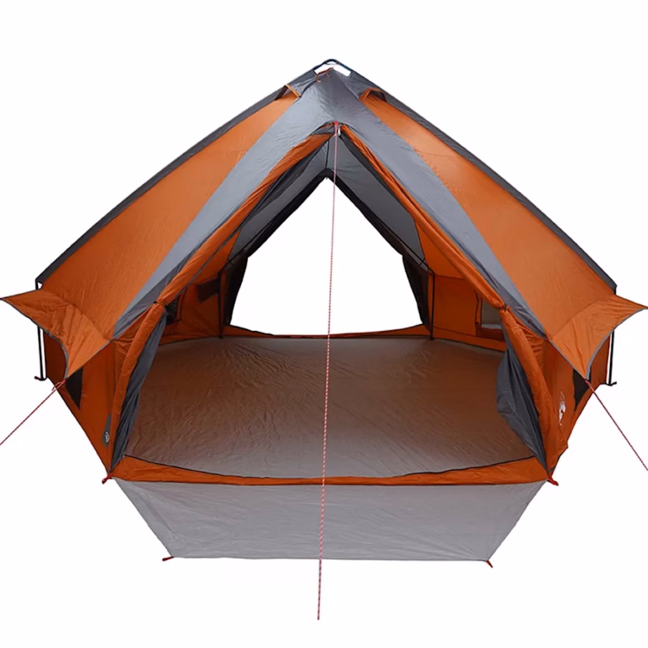 10-kohaline teepee telk, hall ja oranž, vettpidav 185T polüester, 567 x 470 x 242 cm - 5
