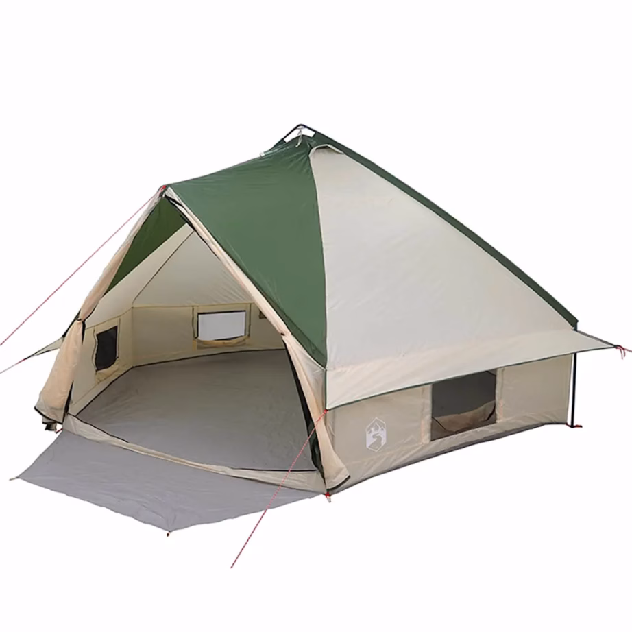 Teepee telk 10 inimesele, roheline-valge, 185T polüester, 567 x 470 x 242 cm - 2