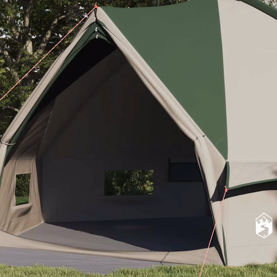 Teepee telk 10 inimesele, roheline-valge, 185T polüester, 567 x 470 x 242 cm - 3