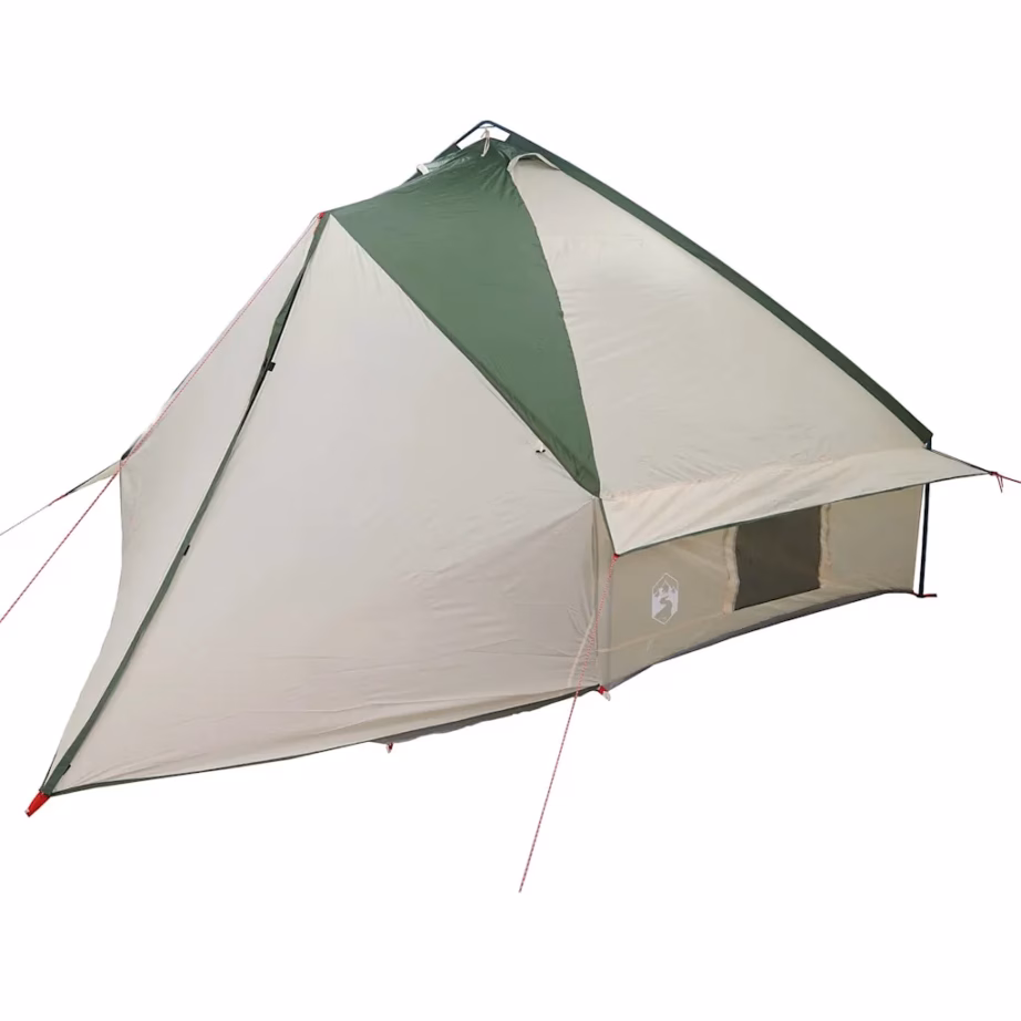 Teepee telk 10 inimesele, roheline-valge, 185T polüester, 567 x 470 x 242 cm - 4