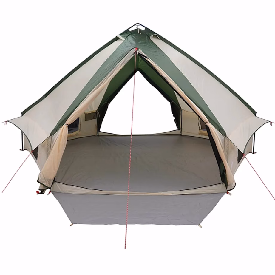 Teepee telk 10 inimesele, roheline-valge, 185T polüester, 567 x 470 x 242 cm - 5