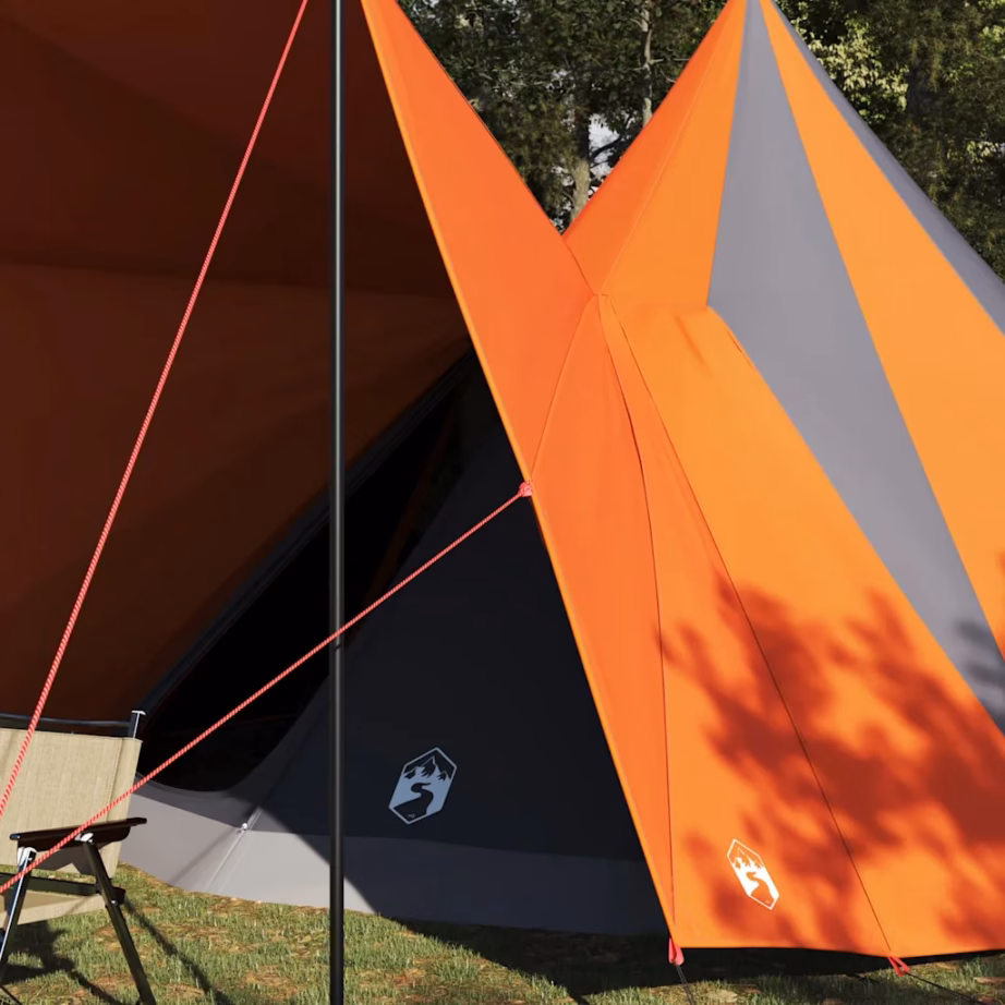 12-kohaline tipi telk varikatusega, hall ja oranž, 510 x 690 x 330 cm, taft - 3