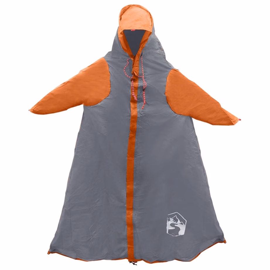 2-in-1 vihmaponcho ja varjualune kapuutsiga, hall/oranž, 262 x 126 x 130 cm - 2