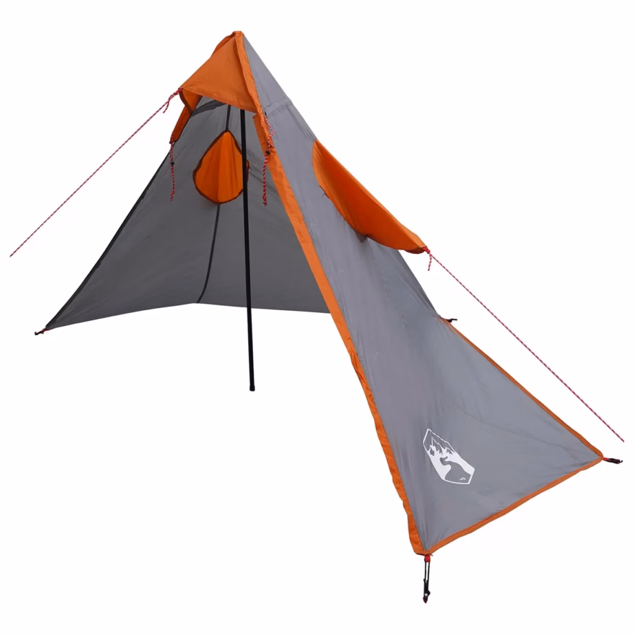 2-in-1 vihmaponcho ja varjualune kapuutsiga, hall/oranž, 262 x 126 x 130 cm - 3