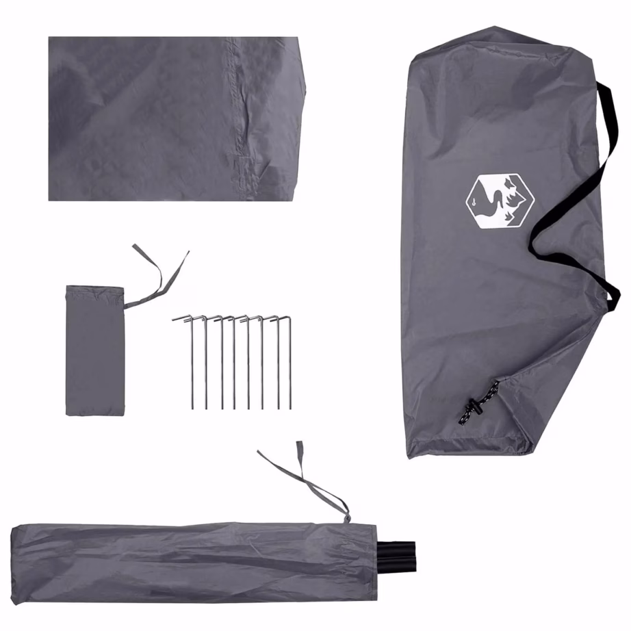 2-in-1 vihmaponcho ja varjualune kapuutsiga, hall/oranž, 262 x 126 x 130 cm - 8