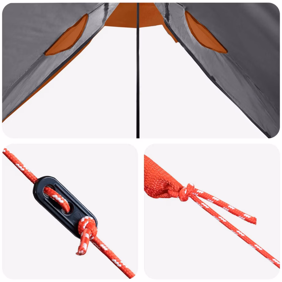 2-in-1 vihmaponcho ja varjualune kapuutsiga, hall/oranž, 262 x 126 x 130 cm - 9